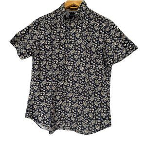 Denim & Flower Ricky Singh Men’s Shirt Sleeve Casual Shirt Navy Floral Size M